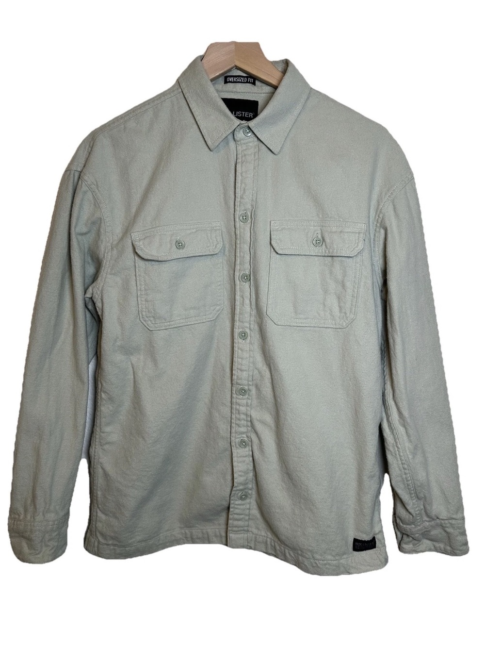 Hollister Flannel Button Down Shirt Mens Sz Small Relaxed Fit Light Green Casual